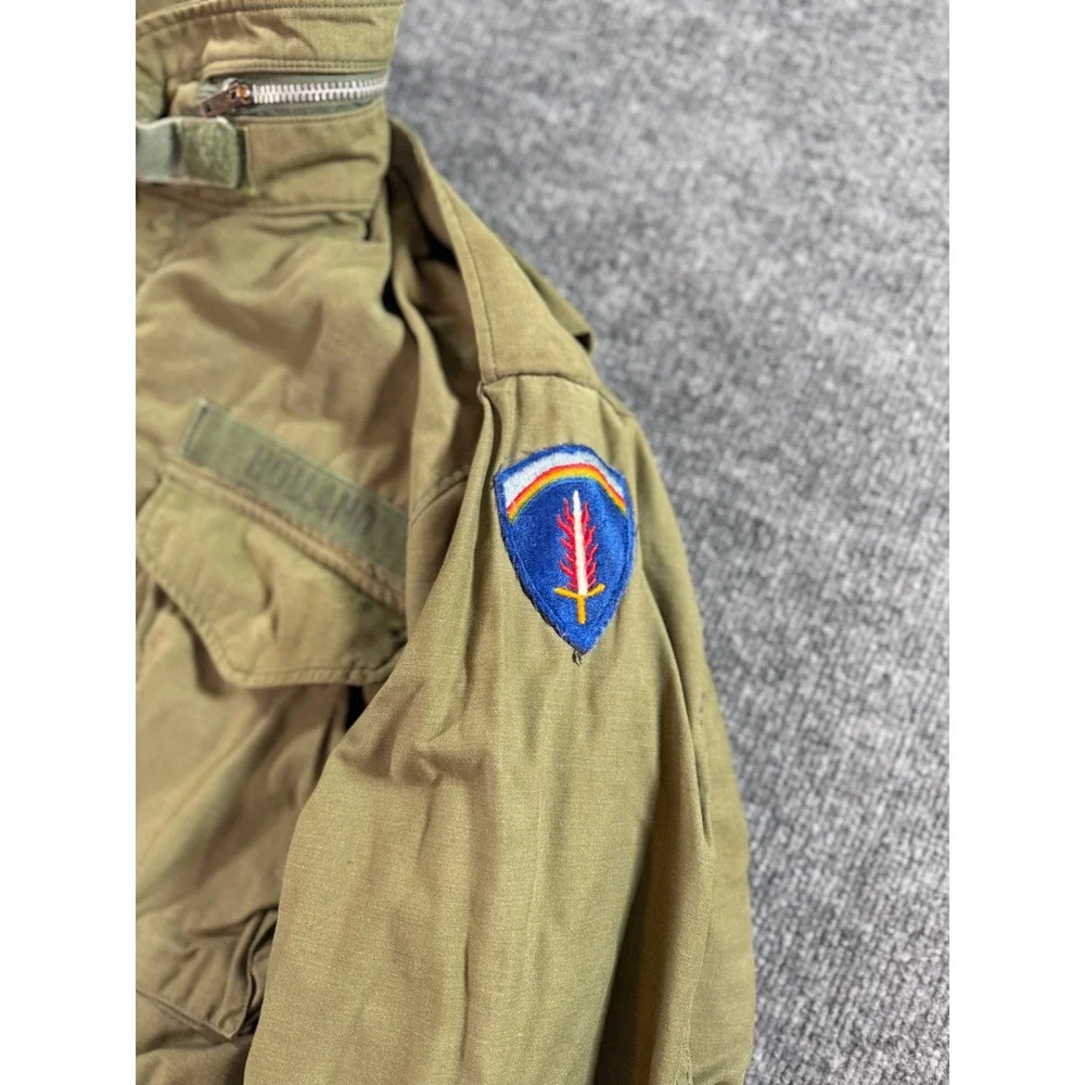 Vintage Military‎ M-65 Field Jacket Mens Medium Olive Drab Patch Holland Coat